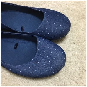 Navy Flats with White Polkadots